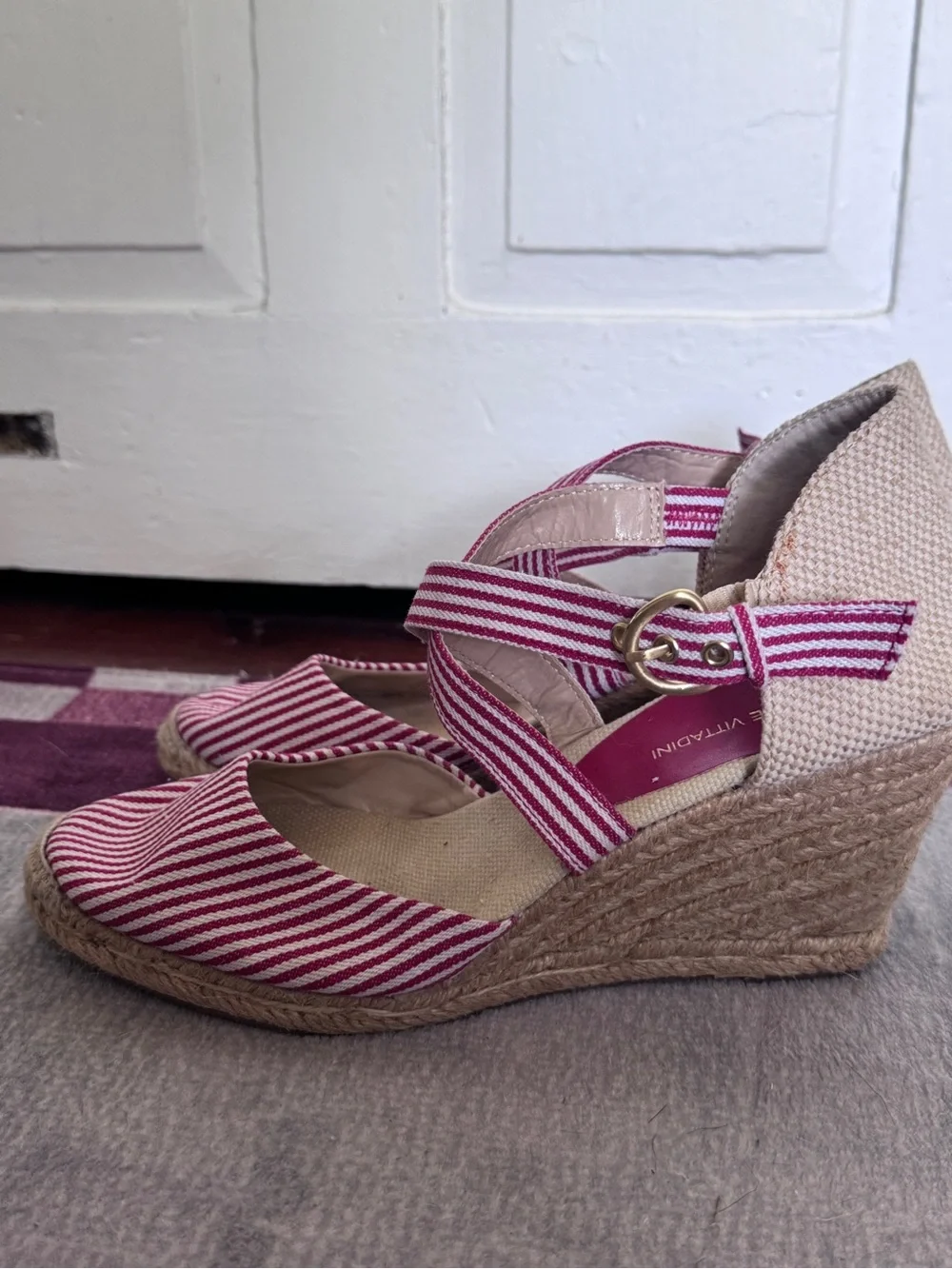 Adrienne Vittadini Coastal Grandma Ankle Strap Espadrille Wedges Sz 9